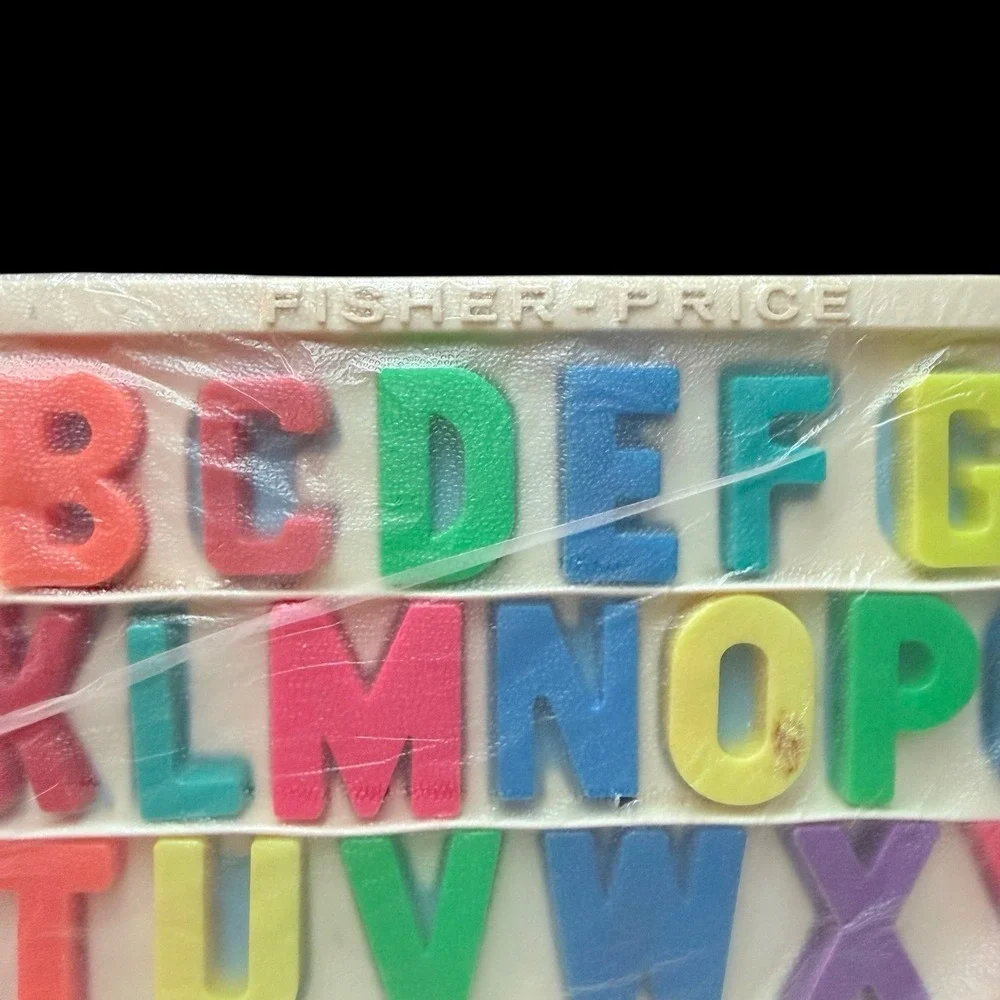 Vintage FISHER-PRICE LETTER TRAY Complete 35‎ Magnetic Letters for School & Desk